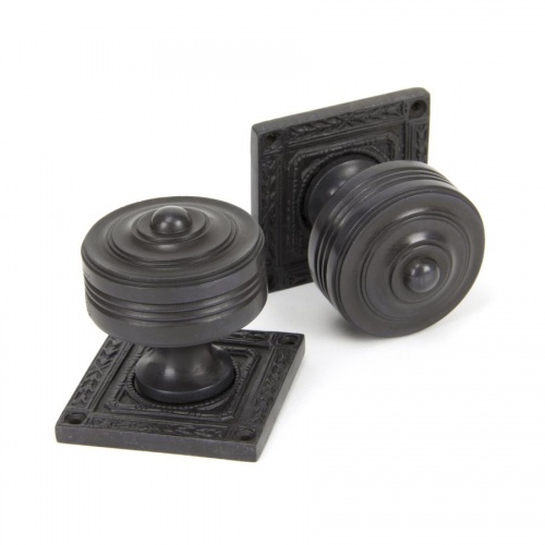 Aged Bronze Tewkesbury Square Mortice Knob Set